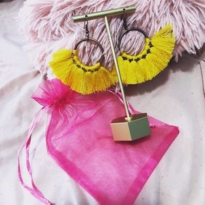 Yellow tassel earrings